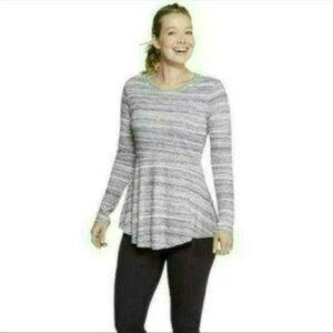 Toad&Co Imogene Fluid Tunic Women's Medium Black Cream Peplum Knit Blouse